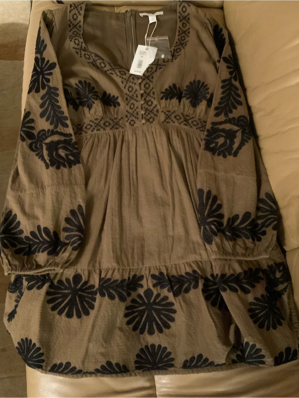 Chelsea & Violet Olive Green Mini Dress with Black Floral Embroidery - Picture 4 of 7